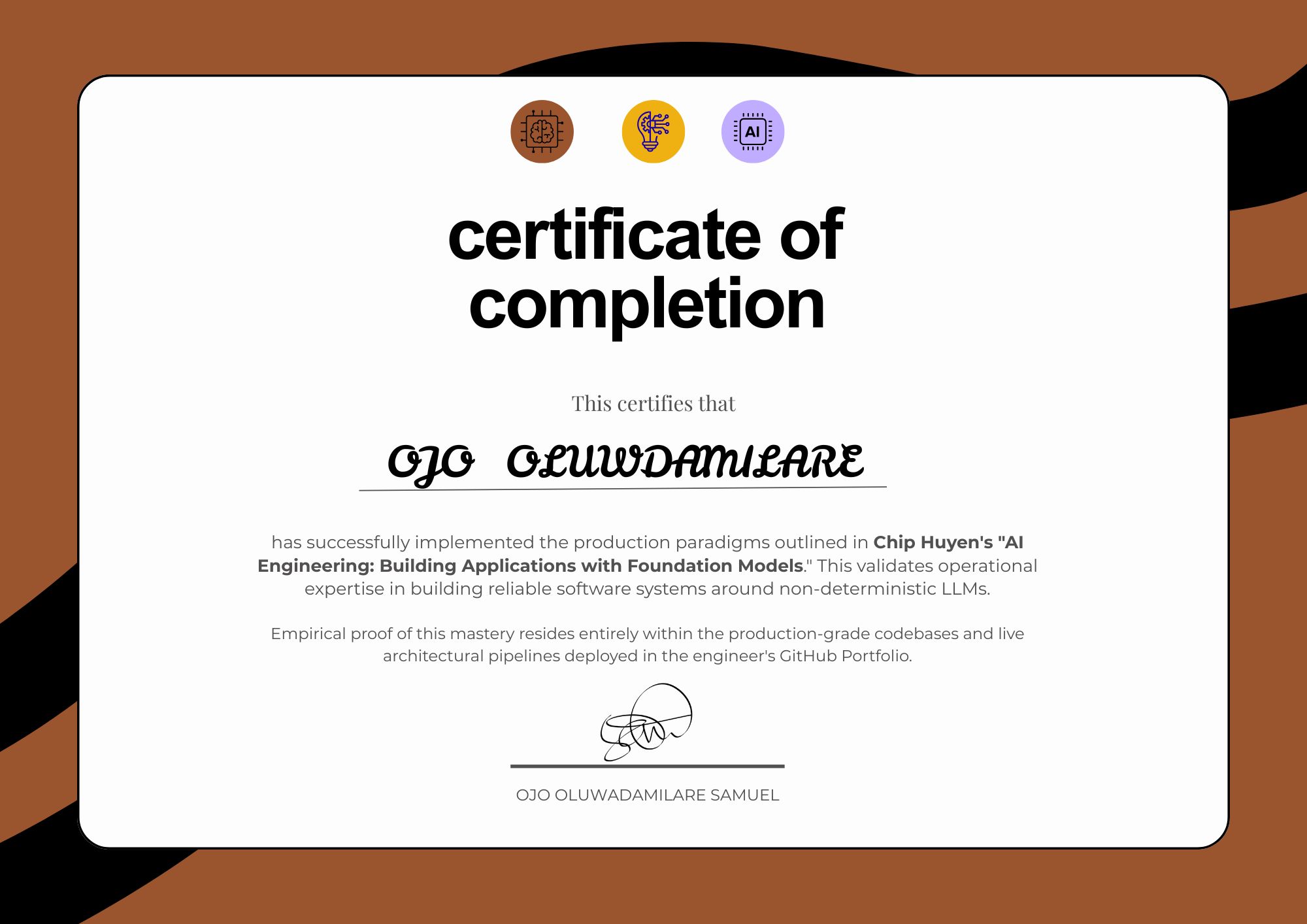 DeepLearning.AI Certificate - AI Engineering Specialization - Ojo Oluwadamilare Samuel